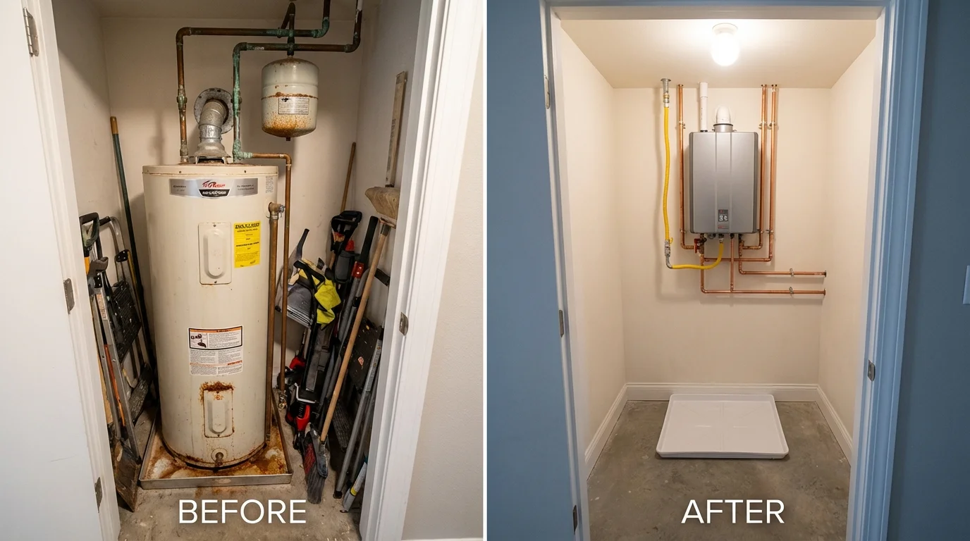 Tank water heater versus wall-mounted tankless unit comparison for Woodbridge, CA homeowners
